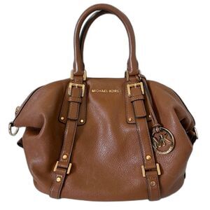 Michael Kors Bedford Purse Brown Pebbled Genuine Leather Bag
